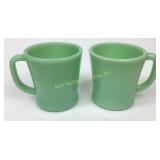 (2) Fire King Jadeite D-handle mugs excellent