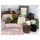 rabbit fur earmuffs, baskets, shawls & scarf: