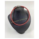 Sterling & leather toggle necklace American West
