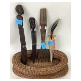 bone carved letter opener & (2) Decorative