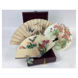 (3) Chinese paper folding fans, brooches,