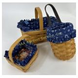 Longaberger baskets: hanging with leather handle,