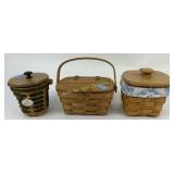Longaberger baskets with lids and liners