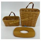 Longaberger baskets with leather handles