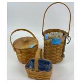 Longaberger baskets, wine carrier, round basket