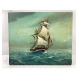 Oil painting on canvas, Seascape - signed