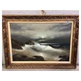 Lg acrylic painting on canvas-nocturnal seascape,