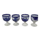(4) Royal Doulton flow blue egg cups Madras