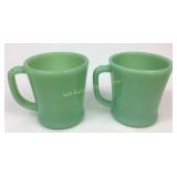 (2) Fire King Jadeite D-handle mugs excellent