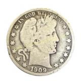 1909-O Barber Half Dollar Silver