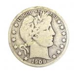 1909-S Barber Half Dollar Silver
