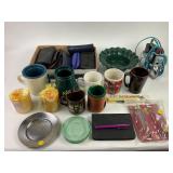 Haeger 532 ceramic wide bowl, mugs, GE iron, and