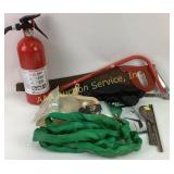 Metal Dino outlet covers, fire extinguisher,