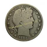 1906-S US Barber Half Dollar silver