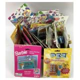 NOS keychains: Pez, Barbie, lava lamp, Cooties,