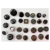 Victorian black glass buttons including shank,