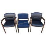 Trio of stationary office /waiting room chairs -