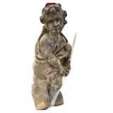 Cement cherub yard statue