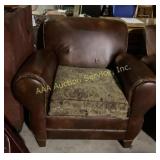 Aniline Leather Upholstered Seat Arm Chair Mad