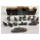 Metal and pewter miniature figures, printers