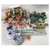 Hand Paunted Delft blue wall hangings, eggs, and