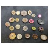 (22) Victorian carved MOP buttons 19th century