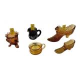 Fenton daisy and button Amber glass boot