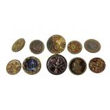 (10) Victorian metal picture buttons 19th century