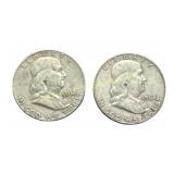 (2) 1962 D Franklin Half Dollars silver
