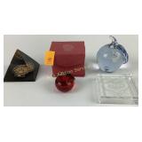 Mike Mitchell apple paperweight, glass apple,