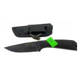 Milspec knife in plastic sheath, worn