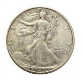 1945 D Walking Liberty Half Dollar silver