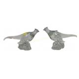Pair of solid glass pheasants