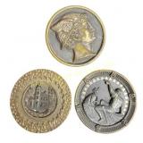 (3) large Victorian metal picture buttons 19th
