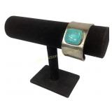 Mexican sterling & turquoise cuff bracelet. Total