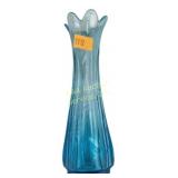 Etched blue swung vase