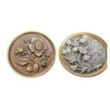 (2) large Victorian metal picture buttons
