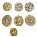 (7) Victorian metal picture buttons 19th century.