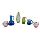 Uranium glass bud vase, sm magnesium crackle