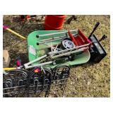 Wheelbarrow, metal garden fencing/edging