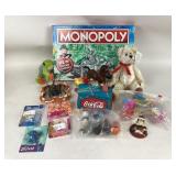 NIB monopoly, Disney figures, plush bear, horse