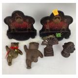 Cast iron hearth bookends, Metal bear, iron