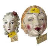 Art deco string holder, art deco porcelain face