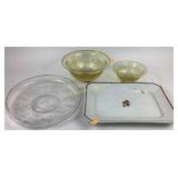 (2) Federal glass ribbed amber depression glass