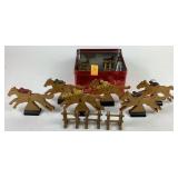 Wooden horses and fencing from Horse Race game,