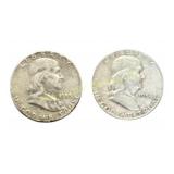 (2) Franklin Half Dollars 1953 & 1954