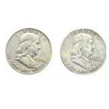 (2) Franklin Half Dollars 1954-D & 1954-S silver