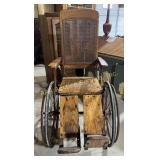 Early 1900s Arrow wood and caned wheelchair