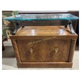 Henredon burl walnut and glass top end table -