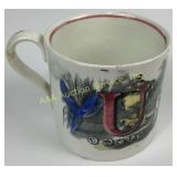 Victorian Staffordshire childï¿½s mug alphabet